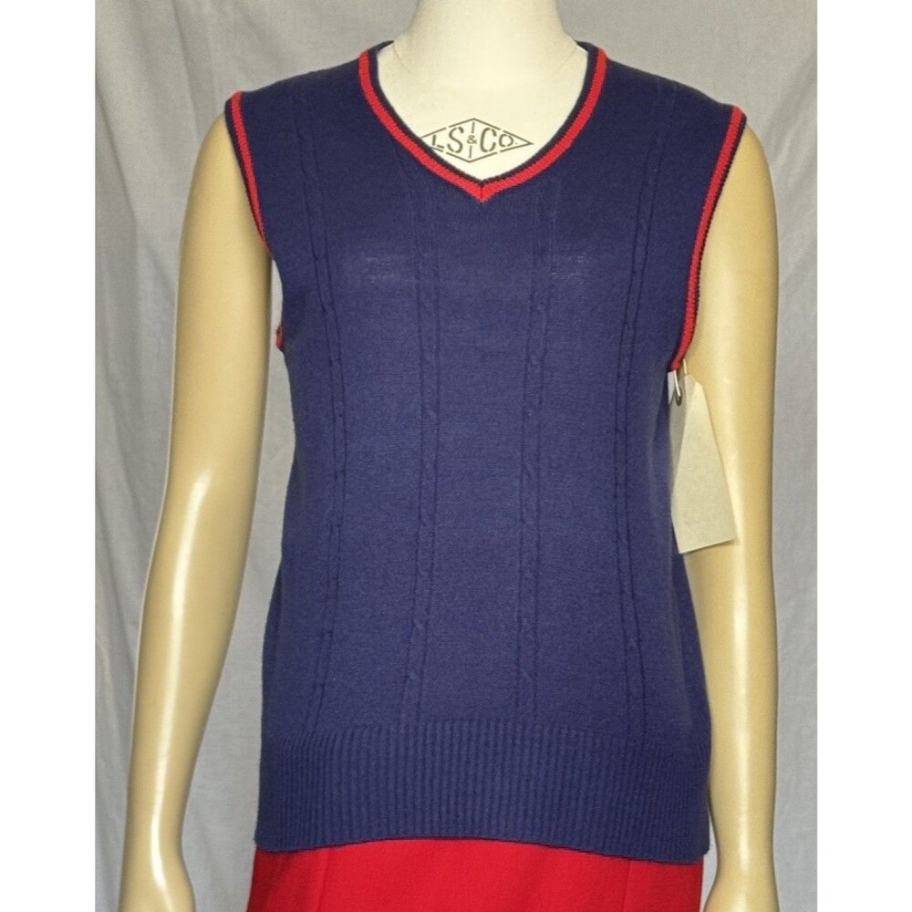 XS Sears Knit Sweater Vest V-Neck Tennis Cricket Preppy Sony Pictures VNTG 1980